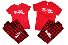 Load image into Gallery viewer, Hubby and WifeyFlannel Pants, Christmas Pajamas, Buffalo Red_Red