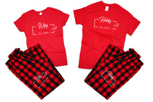 Load image into Gallery viewer, Hubby and WifeyFlannel Pants, Christmas Pajamas, Buffalo Red_Red
