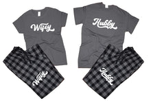 Load image into Gallery viewer, Hubby and WifeyFlannel Pants, Christmas Pajamas, Charcoal Black_Charcoal