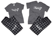 Load image into Gallery viewer, Hubby and WifeyFlannel Pants, Christmas Pajamas, Charcoal Black_Charcoal