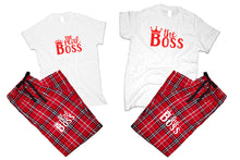 Load image into Gallery viewer, The Boss and The Real BossFlannel Pants, Christmas Pajamas, Red White_White