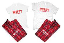 將圖片載入圖庫檢視器 Hubby and WifeyFlannel Pants, Christmas Pajamas, Red White_White
