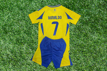 Load image into Gallery viewer, Youth Soccer Jersey Set - #7 Yellow Fan Jersey and Shorts for Kids