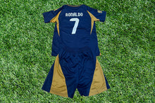Load image into Gallery viewer, Youth Soccer Jersey Set - #7 Navy Blue Fan Jersey and Shorts for Kids