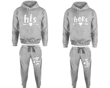 將圖片載入圖庫檢視器 His and Hers matching top and bottom set, Sports Grey pullover hoodie and sweatpants sets for mens, pullover hoodie and jogger set womens. Matching couple Jogger Pants.