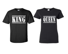 Load image into Gallery viewer, King and Queen matching couple shirts.Couple shirts, Black t shirts for men, t shirts for women. Couple matching shirts.