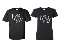 Load image into Gallery viewer, Mr and Mrs matching couple shirts.Couple shirts, Black t shirts for men, t shirts for women. Couple matching shirts.