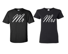 Load image into Gallery viewer, Mr and Mrs matching couple shirts.Couple shirts, Black t shirts for men, t shirts for women. Couple matching shirts.