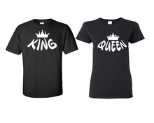 Load image into Gallery viewer, King and Queen matching couple shirts.Couple shirts, Black t shirts for men, t shirts for women. Couple matching shirts.