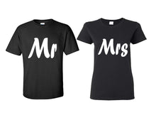 Load image into Gallery viewer, Mr and Mrs matching couple shirts.Couple shirts, Black t shirts for men, t shirts for women. Couple matching shirts.