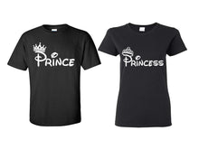 Load image into Gallery viewer, Prince Princess matching couple shirts.Couple shirts, Black t shirts for men, t shirts for women. Couple matching shirts.