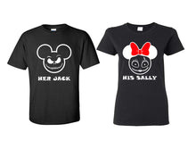 Load image into Gallery viewer, Her Jack and His Sally matching couple shirts.Couple shirts, Black t shirts for men, t shirts for women. Couple matching shirts.