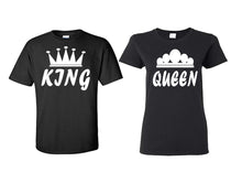 Load image into Gallery viewer, King and Queen matching couple shirts.Couple shirts, Black t shirts for men, t shirts for women. Couple matching shirts.