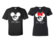 Load image into Gallery viewer, Her Jack and His Sally matching couple shirts.Couple shirts, Black t shirts for men, t shirts for women. Couple matching shirts.