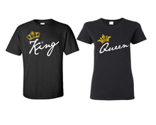 Load image into Gallery viewer, King and Queen matching couple shirts.Couple shirts, Black t shirts for men, t shirts for women. Couple matching shirts.