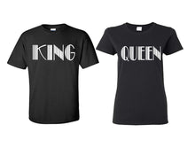 Load image into Gallery viewer, King and Queen matching couple shirts.Couple shirts, Black t shirts for men, t shirts for women. Couple matching shirts.