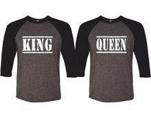 將圖片載入圖庫檢視器 King and Queen matching couple baseball shirts.Couple shirts, Black Charcoal 3/4 sleeve baseball t shirts. Couple matching shirts.