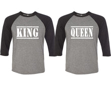 將圖片載入圖庫檢視器 King and Queen matching couple baseball shirts.Couple shirts, Black Grey 3/4 sleeve baseball t shirts. Couple matching shirts.