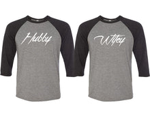 將圖片載入圖庫檢視器 Hubby and Wifey matching couple baseball shirts.Couple shirts, Black Grey 3/4 sleeve baseball t shirts. Couple matching shirts.