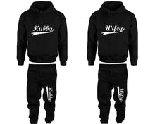 將圖片載入圖庫檢視器 Hubby and Wifey matching top and bottom set, Black hoodie and sweatpants sets for mens hoodie and jogger set womens. Matching couple joggers.
