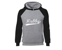 Load image into Gallery viewer, Black Grey color Hubby design Hoodie for Man.