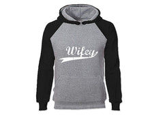 Load image into Gallery viewer, Black Grey color Wifey design Hoodie for Woman