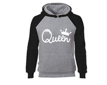 Load image into Gallery viewer, Black Grey color Queen design Hoodie for Woman