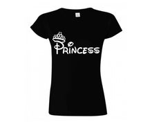 將圖片載入圖庫檢視器 Black color Princess design T Shirt for Woman