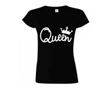 將圖片載入圖庫檢視器 Black color Queen design T Shirt for Woman
