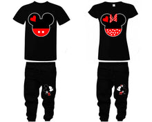 將圖片載入圖庫檢視器 Mickey Minnie shirts, matching top and bottom set, Black t shirts, men joggers, shirt and jogger pants women. Matching couple joggers