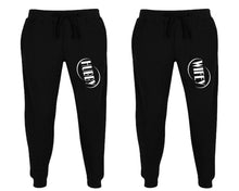 Load image into Gallery viewer, Hubby and Wifey matching jogger pants, Black sweatpants for mens, jogger set womens. Matching couple joggers.