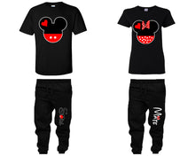 將圖片載入圖庫檢視器 Mickey Minnie shirts, matching top and bottom set, Black t shirts, men joggers, shirt and jogger pants women. Matching couple joggers