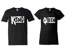 將圖片載入圖庫檢視器 King and Queen matching couple v-neck shirts.Couple shirts, Black v neck t shirts for men, v neck t shirts women. Couple matching shirts.