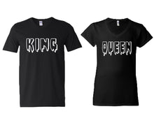 將圖片載入圖庫檢視器 King and Queen matching couple v-neck shirts.Couple shirts, Black v neck t shirts for men, v neck t shirts women. Couple matching shirts.