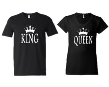 將圖片載入圖庫檢視器 King and Queen matching couple v-neck shirts.Couple shirts, Black v neck t shirts for men, v neck t shirts women. Couple matching shirts.