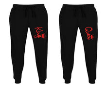 Load image into Gallery viewer, King and Queen matching jogger pants, Black sweatpants for mens, jogger set womens. Matching couple joggers.