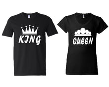 將圖片載入圖庫檢視器 King and Queen matching couple v-neck shirts.Couple shirts, Black v neck t shirts for men, v neck t shirts women. Couple matching shirts.