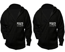 將圖片載入圖庫檢視器 Power Couple zipper hoodies, Matching couple hoodies, Black zip up hoodie for man, Black zip up hoodie womens