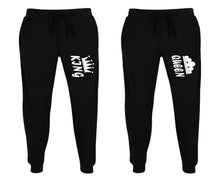 將圖片載入圖庫檢視器 King and Queen matching jogger pants, Black sweatpants for mens, jogger set womens. Matching couple joggers.