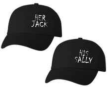 Load image into Gallery viewer, Her Jack and His Sally matching caps for couples, Black baseball caps.