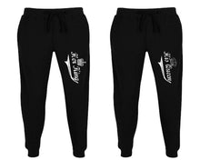 Load image into Gallery viewer, Her King and His Queen matching jogger pants, Black sweatpants for mens, jogger set womens. Matching couple joggers.