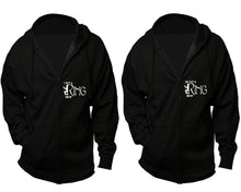 Load image into Gallery viewer, I Put a Ring On It and He Put a Ring On It zipper hoodies, Matching couple hoodies, Black zip up hoodie for man, Black zip up hoodie womens