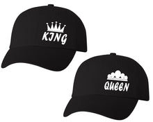 Load image into Gallery viewer, King and Queen matching caps for couples, Black baseball caps.