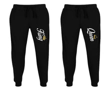 Load image into Gallery viewer, King and Queen matching jogger pants, Black sweatpants for mens, jogger set womens. Matching couple joggers.