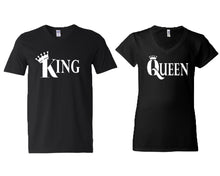 將圖片載入圖庫檢視器 King and Queen matching couple v-neck shirts.Couple shirts, Black v neck t shirts for men, v neck t shirts women. Couple matching shirts.