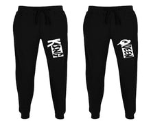 Load image into Gallery viewer, King and Queen matching jogger pants, Black sweatpants for mens, jogger set womens. Matching couple joggers.