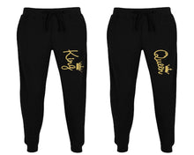 將圖片載入圖庫檢視器 King and Queen matching jogger pants, Black sweatpants for mens, jogger set womens. Matching couple joggers.
