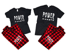Load image into Gallery viewer, Power Couple matching couple top bottom sets.Couple shirts, Buffalo Red_Black flannel pants for men, flannel pants for women. Couple matching shirts.