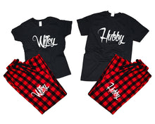 將圖片載入圖庫檢視器 Hubby and Wifey matching couple top bottom sets.Couple shirts, Buffalo Red_Black flannel pants for men, flannel pants for women. Couple matching shirts.