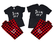 Load image into Gallery viewer, She's My Number 1 and He's My Number 1 matching couple top bottom sets.Couple shirts, Buffalo Red_Black flannel pants for men, flannel pants for women. Couple matching shirts.